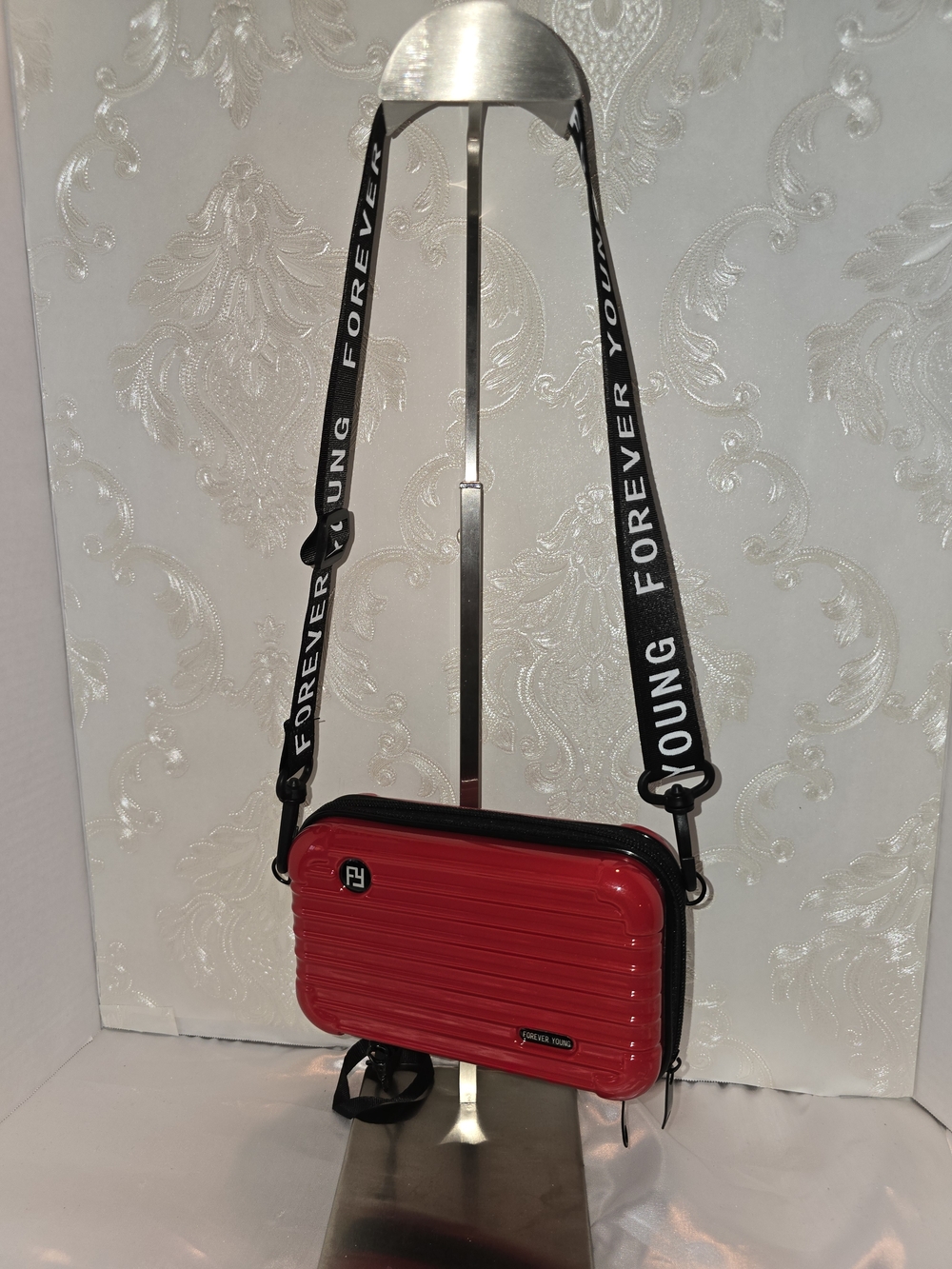 WATER PROOF Red Crossbody Bag with Adjustable 'FOREVER YOUNG' Strap